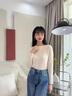 TKSY春秋2025新品法式一字肩領(lǐng)打底毛衣女裝內(nèi)搭長(zhǎng)袖針織衫上衣薄 啡駝色 M 【建議100-110斤】 曬單實(shí)拍圖