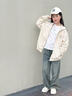 女童外套春秋款2025新款洋氣中大兒童休閑秋裝棒球服秋季連帽上衣 米色【高品質(zhì)】 160 曬單實(shí)拍圖