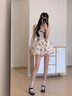 衣然呈品連衣裙女士夏季新款美式高街潮牌碎花吊帶時(shí)尚花苞度假連衣短裙女 杏色 M 【建議90-105斤】 曬單實(shí)拍圖
