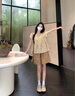 鹿依檸休閑褲女裝套裝2025夏季新款韓系減齡甜美風(fēng)小飛袖娃娃衫闊腿短褲 上衣+短褲 S 曬單實(shí)拍圖