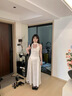 AAISUP白色掛脖蕾絲提花連衣裙女2025夏季高級感度假風(fēng)收腰顯瘦碎花裙子 白色 S 曬單實(shí)拍圖