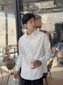 名創(chuàng)優(yōu)品（MINISO）白襯衫男款長袖春秋季簡約百搭通勤外套男士易打理高級感翻領(lǐng)襯衣 白色(空白) L /175(體重120-140斤左右) 曬單實(shí)拍圖