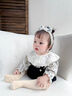 班喜迪嬰兒衣服秋裝嬰幼兒連體衣寶寶碎花包屁衣背帶褲套裝小月齡外出服 米色 80cm 曬單實拍圖