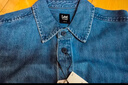 Lee25春夏新品舒適版翻領(lǐng)天絲中藍(lán)色男短袖牛仔襯衫LMT009795207 中藍(lán)色 L 曬單實(shí)拍圖