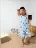 壹號(hào)鳳兒童綿綢背心短褲套裝寶寶睡衣空調(diào)服女童男童棉綢中大童家居服薄 天藍(lán)色 背心短褲藍(lán)色熊 170 65號(hào)建議穿90cm 曬單實(shí)拍圖