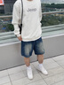 JEEP SPIRIT吉普無帽衛(wèi)衣男秋季套頭百搭寬松休閑時尚印花衣服男裝 白色 XL 曬單實拍圖
