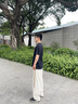 卡賓（CABBEEN）【涼感華夫格】休閑褲男撞色織帶時(shí)尚休閑潮流春秋長褲子男褲 駝色25 L /175/50 曬單實(shí)拍圖