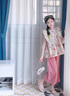 皮爾卡丹（pierre cardin）童裝女童夏季套裝2025新款兒童飛袖娃娃衫碎花上衣闊腿褲兩件套潮 粉色 170 尺碼15~16歲【160-170cm】 曬單實(shí)拍圖