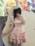 閃動(dòng)少女（SHANDONGSHAONV）Lolita心動(dòng)玩偶洋裝黑粉甜lo蛋糕裙Lolita古早蝴蝶 黑色op+邊夾+接袖 M (110-120斤) 曬單實(shí)拍圖
