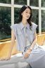 對(duì)白氣質(zhì)休閑小飛袖襯衫套裝女2025夏新款短外套半裙高級(jí)感兩件套 藍(lán)紫色 L 曬單實(shí)拍圖
