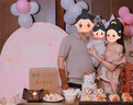 抓周龍寶寶一周歲禮生日布置場(chǎng)景裝飾抓周道具用品周歲宴氛圍感背景墻 粉色寶寶周歲布置A1+封酒貼 曬單實(shí)拍圖