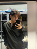 QGF  黑色徳絨v領長袖t恤男士秋季新款cleanfit高級感重磅上衣打底衫 黑色 XL [建議110-130斤] 曬單實拍圖