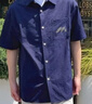 名創(chuàng  )優(yōu)品（MINISO）襯衫男夏季冰絲薄款涼感透氣男士潮流復古工裝短袖襯衣 藏青 2XL 曬單實(shí)拍圖