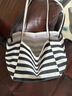 鹿色旅行包帆布包上班族通勤女大容量韓版條紋時(shí)尚單肩包帆布包逛街 黑色 條紋 曬單實(shí)拍圖