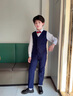 DOMIAMIAKIDS男童禮服花童西裝小男生兒童合唱服鋼琴演出服主持人畢業(yè)服裝 藏青色馬甲短袖四件套 140 （身高130-140/體重58-68斤） 曬單實(shí)拍圖
