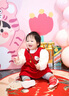 G.DUCKKIDS小黃鴨女童套裝春秋款連衣裙周歲女寶寶公主裙禮服兒童秋冬兩件套 紅色春秋套裝（花朵款夾子） 90 尺碼1~2歲【 80-90cm】 曬單實(shí)拍圖