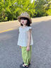 G.DUCKKIDS小黃鴨女童套裝夏季2025新款兒童洋氣寶寶薄款短袖純棉夏裝襯衫 米白色套裝 120 (建議105-115cm 4-5.2周歲) 曬單實(shí)拍圖