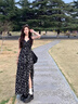 春乏2025夏季碎花吊帶連衣裙女小個(gè)子穿搭海邊沙灘裙雪紡a字長(cháng)裙子 黑色碎花吊帶款 M 建議100-110斤 曬單實(shí)拍圖