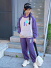 G.DUCKKIDS女童春秋裝套裝2024新款中大童女孩童裝兒童衛(wèi)衣運(yùn)動(dòng)服秋冬兩件套 字母R連帽套裝-紫色 140cm 曬單實(shí)拍圖