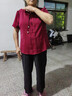 梵花秀（fanhuaxiu）喜婆婆婚禮服氣質新款媽媽裝套裝洋氣雪紡衫中老年女裝短袖兩件套 紅色 單上衣 XL 建議穿108-120斤 曬單實拍圖
