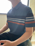 喬沃【桑蠶絲&撞色設(shè)計】清爽舒適短袖Polo衫男夏商務(wù)休閑條紋T恤上衣 曬單實拍圖