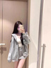 棉致美式重磅復(fù)古純色外套女2025春秋季小個(gè)子寬松慵懶風(fēng)開衫連帽衛(wèi)衣 030灰色【常規(guī)高品質(zhì)28.5】 L 100-120斤 曬單實(shí)拍圖