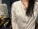 ABERCROMBIE & FITCH女裝經(jīng)典小麋鹿美式復(fù)古辣妹性感修身V領(lǐng)長袖T恤KI139-5270 白色 XS (160/84A) 曬單實(shí)拍圖