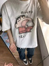 燦圖美式潮牌重磅蠟筆小新短袖t恤男夏季寬松半截袖情侶打底衫上衣服 白色 XL 【建議120-140斤】 曬單實(shí)拍圖