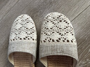 開(kāi)妮特日系居家亞麻拖鞋男女士鏤空室內防滑軟底家居包頭家用厚底涼拖鞋 米白/麻底 35-36 【24cm】 曬單實(shí)拍圖