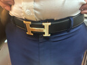 愛馬仕（Hermes）頭層真皮皮帶男士休閑字母工字時(shí)尚新款雙面牛皮商務(wù)腰帶褲帶 H[黑身金扣]禮盒裝 120cm 曬單實(shí)拍圖