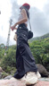 魯雅爾美式工裝褲女夏季登山?jīng)_鋒小個子冰絲運動闊腿褲高街垂感休閑褲 黑色 L 曬單實拍圖