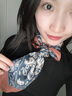 SOMUBAY 章若楠同款絲巾女2025春夏搭配襯衫領(lǐng)巾圍脖腰果百搭系脖方巾絲 藏青色【章若楠同款高端定制】 曬單實(shí)拍圖