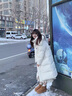 鴨鴨【300+充絨】長款過膝羽絨服女冬季2025新款零下極寒羽絨大衣外套 米白色 M (160) 曬單實拍圖