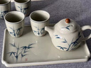 瀾春江草木灰手繪功夫茶具陶瓷茶壺茶盤禮盒套裝家用干泡盤高檔輕奢 草木灰茶壺套組-蘭花 【高檔禮盒裝】 曬單實拍圖