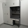 序銳實(shí)木衣柜書桌一體組合電腦桌家用臥室寫字臺(tái)兒童可定制書架衣柜 灰色1.8m【抽屜衣柜+書桌+頂柜】 【加厚背板款】1.6cm全厚背板 曬單實(shí)拍圖