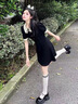 微光里2025新款茶歇法式氣質(zhì)小個(gè)子黑色polo連衣裙子女裝夏季a字短裙 立領(lǐng)小黑裙【黑色 S】 曬單實(shí)拍圖