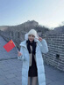 鴨鴨品牌羽絨服女士長款冬季加厚反季新款韓版時尚高充絨極寒保暖外套 米白色 L (165) 曬單實拍圖