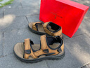夢(mèng)特嬌（MONTAGUT）涼鞋男夏季新品頭層牛皮防滑平底休閑沙灘鞋男輕便透氣溯溪涼拖鞋 黃棕（皮鞋碼） 41 曬單實(shí)拍圖