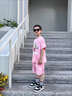 奧特曼2025新款女童迪迦純棉T恤賽羅發(fā)光短袖夏季套裝速干兩件套 E53-女童粉色套裝發(fā)光 90 cm 曬單實拍圖