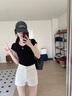 衣然呈品白色牛仔短褲女夏季薄款直筒休閑簡(jiǎn)約中褲包臀高腰顯瘦辣妹熱褲子 白色 M 【建議90-110斤】 曬單實(shí)拍圖