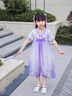 迪士尼寶寶女童連衣裙庫洛米公主紗裙中長款夏裝漢服短袖甜美潮新中式襦裙 紫色 120 cm 曬單實拍圖
