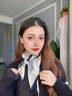 GIAVENTOLA新款春季小方巾韓版百搭裝飾小領巾抽象印花真絲圍巾絲巾 藏藍抽象印花真絲方巾 曬單實拍圖