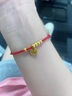 吉福禧平安鎖黃金紅繩手鏈女999足金長(cháng)命鎖吊墜小金鎖編織滿(mǎn)月寶寶手繩 酒紅繩平安鎖+5粒金珠 金重約1.3-1.4g 曬單實(shí)拍圖