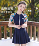 梵迪拉（F.DYRAA）泳衣女夏遮肚連體游泳館海邊顯瘦游泳三件套11015藏藍(lán)裙式連體2XL 曬單實拍圖