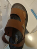 卡帝樂(lè )鱷魚(yú)男士涼鞋真皮開(kāi)車(chē)防滑沙灘鞋夏季透氣軟底休閑潮流外穿兩用涼拖鞋 淺棕色 41 曬單實(shí)拍圖