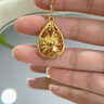 中國(guó)黃金（CHINA GOLD）黃金吊墜蓮花吊墜足金繁花水滴吊墜項(xiàng)鏈送老婆女友七夕情人節(jié)禮物 足金吊墜（約1.06g)+925鏈 曬單實(shí)拍圖