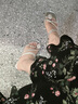 依思 Q（exull）拖鞋女外穿2025新款夏季輕便防滑涼拖鞋女氣質(zhì)軟底一腳蹬高跟鞋女 銀色【水鉆細(xì)閃】久穿不累5cm 37 曬單實(shí)拍圖