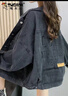 啄木鳥(niǎo)牛仔外套女字母刺繡春秋季新款寬松韓版200斤洋氣減齡夾克上衣潮 黑色[款] XL 建議131-145斤 曬單實(shí)拍圖