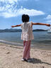 G.DUCKKIDS女童夏裝飛袖套裝2025夏季新款中大童寬松洋氣時髦無袖褲子兩件套 粉色套裝【粉色上衣+米白色褲子 150 cm 曬單實拍圖