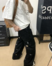LEMANISMlemanism卡通小狗刺繡水洗牛仔褲男2025春季情侶直筒褲寬松休閑褲 黑色 XL 曬單實(shí)拍圖